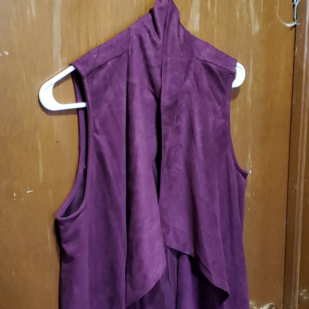 Purple suede shawl jacket